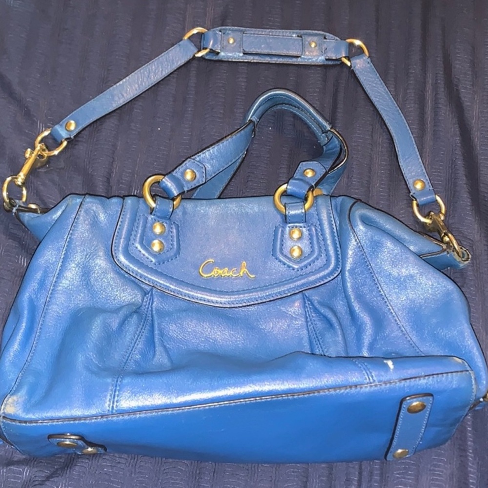 Coach Ashley Leather Satchel Vibrant Blue  Shoulder Bag/ Slightly used